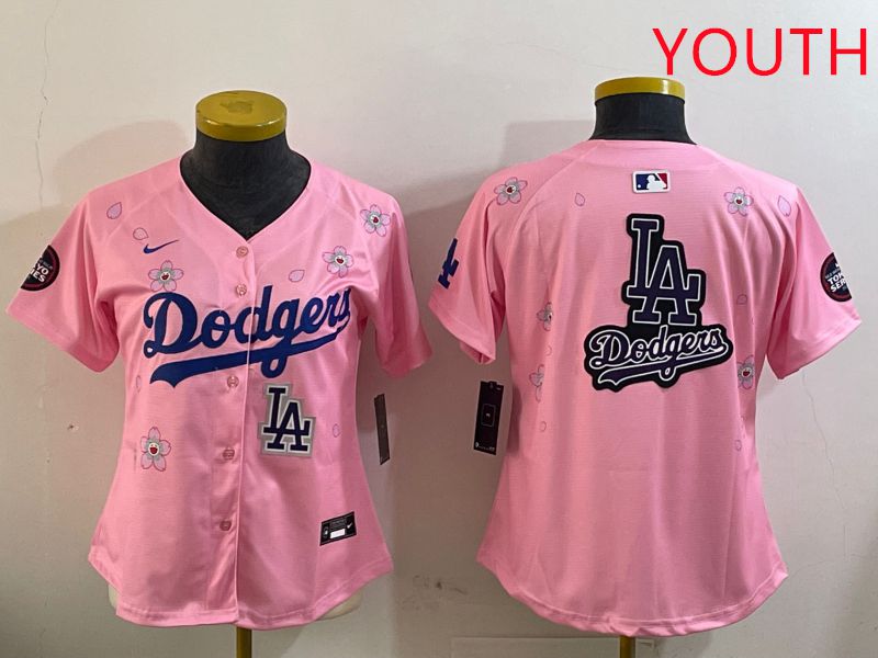Youth Los Angeles Dodgers Blank Pink Sakura Edition 2025 Nike MLB Jersey style 23